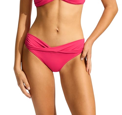 Seafolly Damen Twist Band Hipster Full Coverage Bottom Swimsuit Bikini-Unterteile, Eco Collective Raspberry, 36 Seafolly Damen Twist Band Hipster Full Coverage Bottom Swimsuit Bikini-Unterteile, Eco Collective Raspberry, 36 von Seafolly