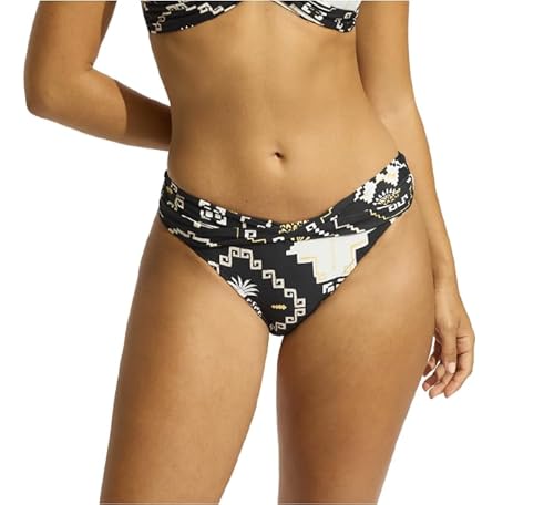 Seafolly Damen Twist Band Hipster Full Coverage Bottom Swimsuit Bikini-Unterteile, Kasbah Black, 42 von Seafolly