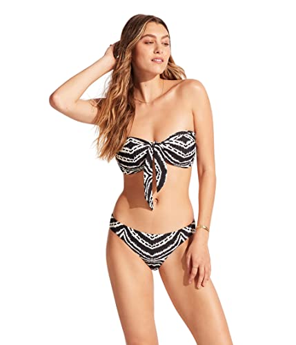 Seafolly Damen Umkehrbarer Hipster Badeanzug Bikini-Unterteile, Zanzibar Schwarz, 40 von Seafolly