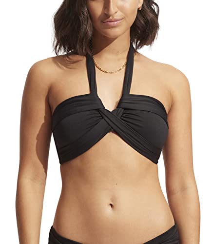 Seafolly W Collective Halter Bandeau Schwarz - Stylisches Komfortables Damen Bikinioberteil, Größe AUS 12-EU 38 - Farbe von Seafolly