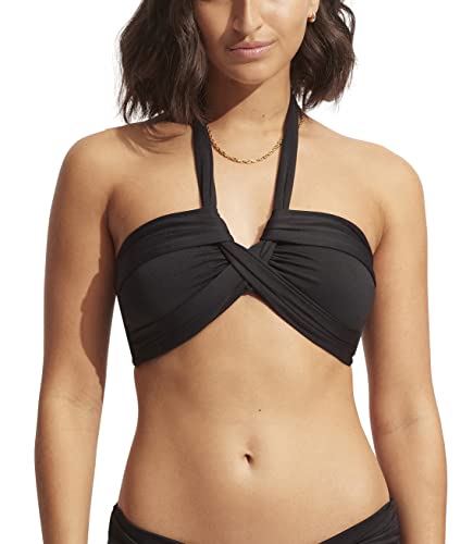 Seafolly W Collective Halter Bandeau Schwarz - Stylisches Komfortables Damen Bikinioberteil, Größe AUS 14-EU 40 - Farbe von Seafolly