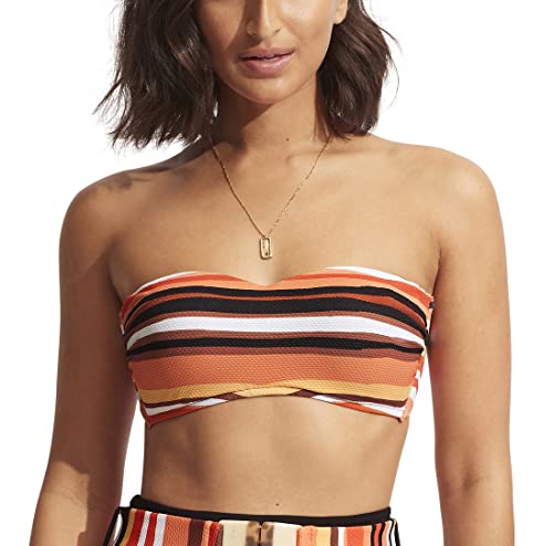 Seafolly Women's Bustier Bandeau Bikini Top Swimsuit, Sun Stripe Black, 4 von Seafolly