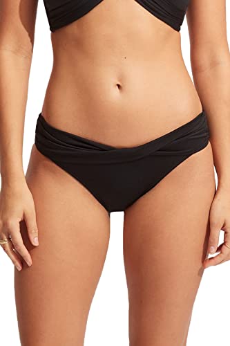 Seafolly Damen Bikinihose mit Twist-Band, Hipster, vollständige Abdeckung, Badeanzug-separat, Schwarz (Eco Collective Black), 44 von Seafolly