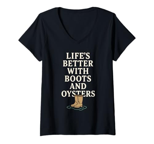 Damen Oyster Farmer Coastal Saltwater Crew Muschelfestival Papa T-Shirt mit V-Ausschnitt Damen Oyster Farmer Coastal Saltwater Crew Muschelfestival Papa T-Shirt mit V-Ausschnitt von Seafood Farming Shuck Yeah Proud Work Gift Apparel