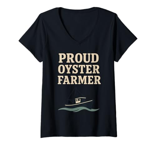 Damen Oyster Farmer Coastal Saltwater Crew Muschelfestival Papa T-Shirt mit V-Ausschnitt Damen Oyster Farmer Coastal Saltwater Crew Muschelfestival Papa T-Shirt mit V-Ausschnitt von Seafood Farming Shuck Yeah Proud Work Gift Apparel