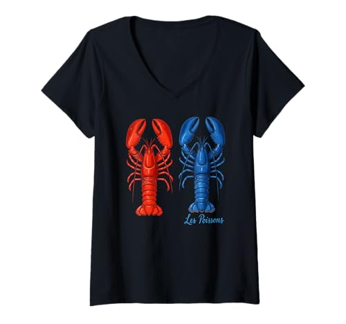 Damen Retro Hummer Meeresfrüchte Festival Liebhaber Männer Frauen T-Shirt mit V-Ausschnitt Damen Retro Hummer Meeresfrüchte Festival Liebhaber Männer Frauen T-Shirt mit V-Ausschnitt von Seafood Festival Apparel