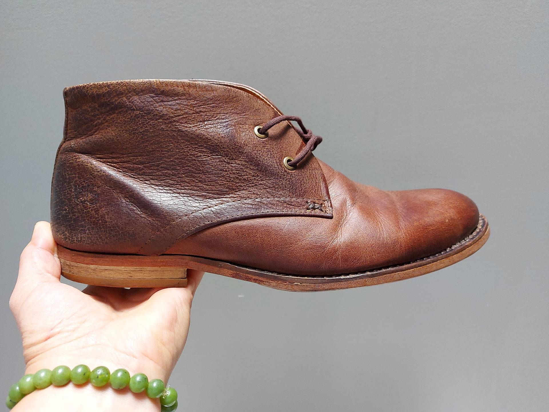 John Fluevog Herren Größe 10 Ankle Boots, Schnürstiefel, Braun Getragen Weich, Leder, Verstärkt American Eagle Halbledersohlen, Hergestellt in von SeaglassVintageFinds