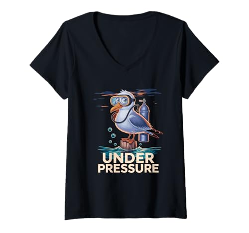 Damen Scuba Diver Möwe Ocean Humor T-Shirt mit V-Ausschnitt Damen Scuba Diver Möwe Ocean Humor T-Shirt mit V-Ausschnitt von Seagull Scuba Diving Ocean Marine Humor