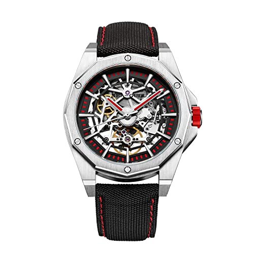 2022 Neue Möwen-Armbanduhr für Herren, automatische mechanische hohle Perspektiven-Uhr, großes Zifferblatt, wasserdichte Persönlichkeitsuhr für Männer, Rot-2 von Seagull