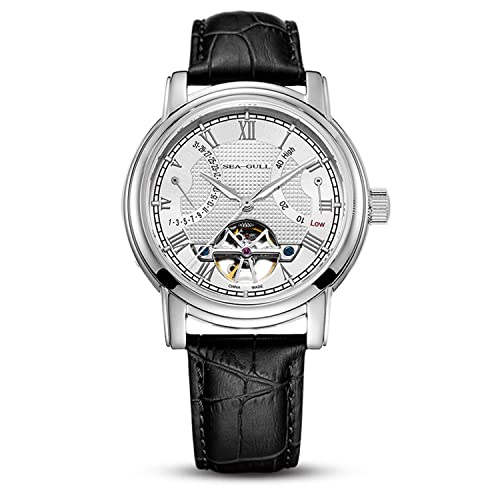 SEA-GULL 2021 Möwe Herrenuhr Hohl Automatische Mechanische Uhr Kalender Potenzial Multifunktions Schwungrad Business Uhren, Weiß, d819.625, Gurt von Seagull