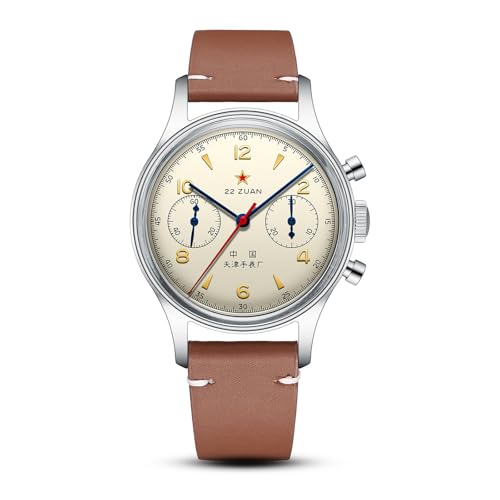 Seagull 1963 Internationale Ausgabe,ST1901 Uhrwerk,Mechanische Herrenarmbanduhr Luftfahrt Chronograph Fliegeruhren,Handaufzug (Braun) von Seagull