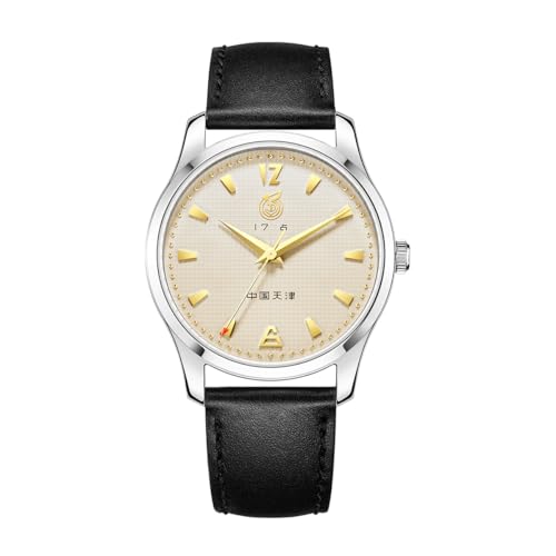 SEA-GULL Herren Mechanische Uhr May Day Vintage Serie Klassische Replik Automatikuhr "129.5 cm Logo Lederband Möwe ST2130 819.17.1070, Schwarz , Armband von Seagull