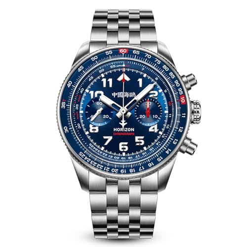 SEA-GULL Herren Mechanische Uhren Automatik Armbanduhr für Männer Horizon Serie Titanlegierung Chronograph Möwe ST19 Leuchtend 1073, 413.37.1073, Armband von Seagull