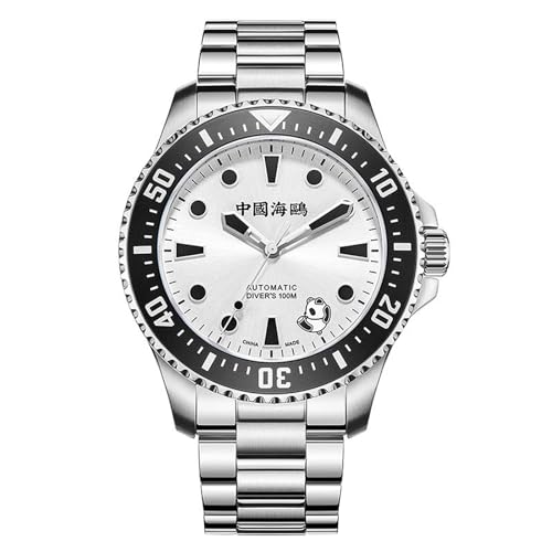 SEA-GULL Herrenuhr Rolling Panda Design 100M Taucheruhren Automatik Mechanische Armbanduhr Ocean Serie 816.17.1066, weiß, Sportlich von Seagull