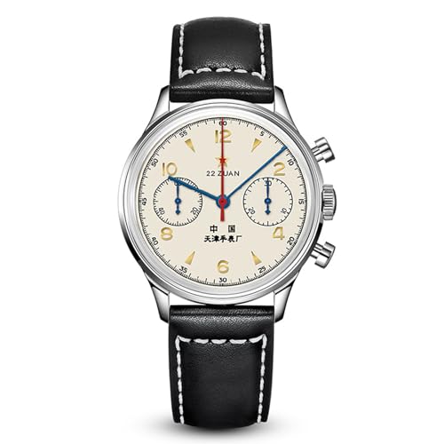 SEA-GULL Seagull 1963 Series Limited Edition 70th Anniversary Reissue 37,3 mm Chronograph Herren Manuell Mechanische Uhr 819.17.1963A, gelb, Armband von Seagull