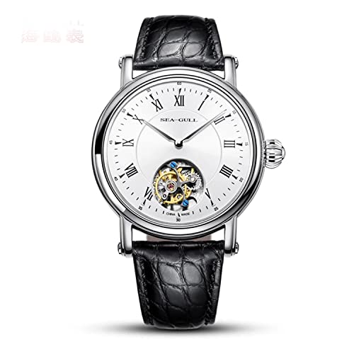 SEA-GULL Seagull Herrenuhr Tourbillon Mechanische Uhr Automatikuhr Luxusmarke Uhren Herren Mode 41mm Uhr Tourbillon, Weiß-818.11.6018, Riemen von Seagull