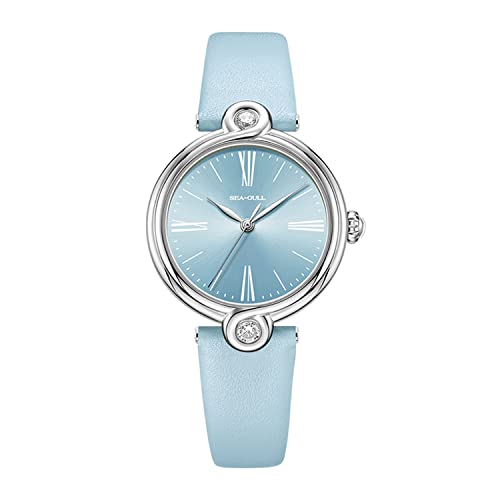 Seagull Damenuhr Zirkon Infinity Series Erschwingliche Luxus Mechanische Uhren für Frauen 1043L, Light Blue von Seagull