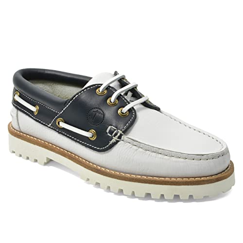 Seajure Damen Bootsschuhe Zagare Leder Weiß und Marineblau (eu_Footwear_Size_System, Adult, Numeric, medium, Numeric_38) von Seajure