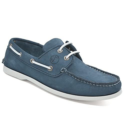 Seajure Herren Bootsschuhe Binz Blaues Nubukleder (Numeric_45) von Seajure