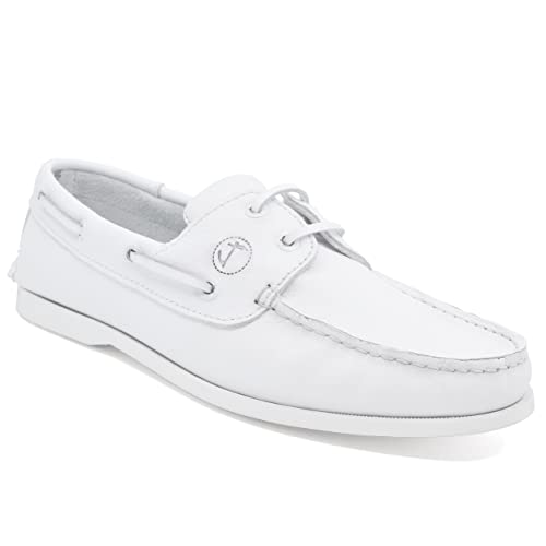 Seajure Herren Bootsschuhe Knude Weiß Leder, Größe 45 von Seajure