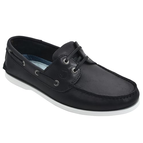 Seajure Herren Bootsschuhe Tempest Schwarz Leder (Schwarz, EU Schuhgrößensystem, Erwachsene, Herren, Numerisch, M, 41) von Seajure