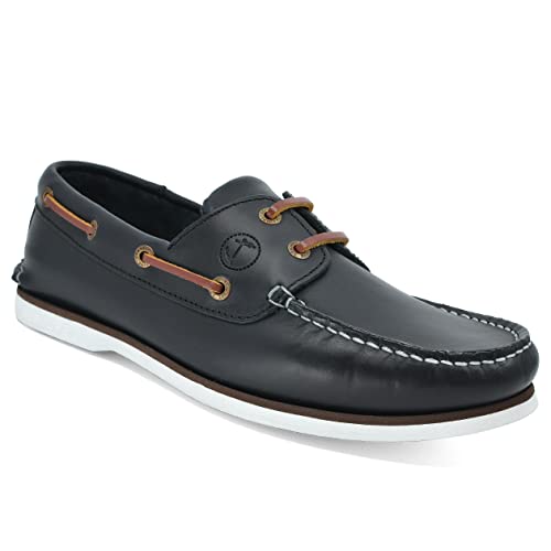 Seajure Herren Bootsschuhe Zlatni marineblaues Leder, Größe 44 von Seajure