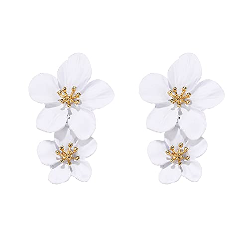 Seakuur Boho-Blumen-Ohrstecker für Damen, Blumenform, Gänseblümchen-Ohrringe mit goldfarbener Knospe, Metall von Seakuur