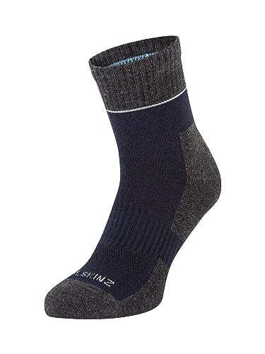 SEALSKINZ Morston Solo Allwetter-Socken, schnell trocknend, marineblau-graumeliert-cremefarben, Größe M von SealSkinz
