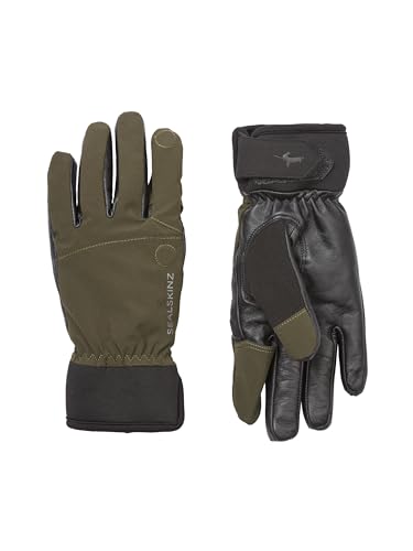 SEALSKINZ Unisex Broome Waterproof All Weather Shooting Glove Liners, Olivgrün-schwarz, Größe L von SealSkinz