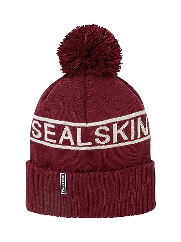 SealSkinz Heacham Strickmütze mit Bommel, wasserdicht, für kaltes Wetter, rot von SealSkinz
