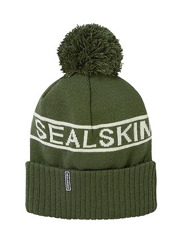 SEALSKINZ Heacham Strickmütze mit Bommel, wasserdicht, für kaltes Wetter, olivgrün von SealSkinz