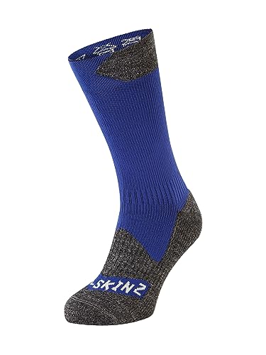 SEALSKINZ Raynham Allwetter-Socken, wasserdicht, halbhoch, königsblau-graumeliert, Größe M von SealSkinz