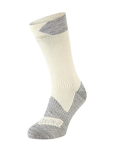 SEALSKINZ Raynham Allwetter-Socken, wasserdicht, halbhoch, cremefarben-graumeliert, Größe S von SealSkinz