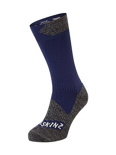 SEALSKINZ Raynham Allwetter-Socken, wasserdicht, halbhoch, blau-graumeliert, Größe L von SealSkinz