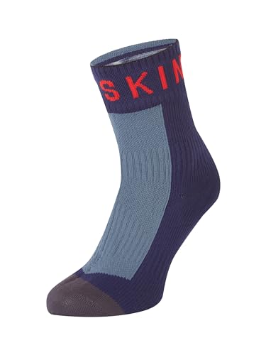 SealSkinz Unisex Waterproof Warm Weather Ankle Length with Hydrostop Socken für Erwachsene, Marineblau/Grau/Rot, L von SealSkinz