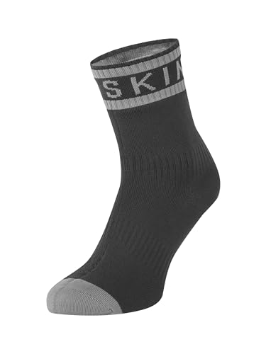 SealSkinz Unisex Waterproof Warm Weather Ankle Length with Hydrostop Socken für Erwachsene, schwarz/grau, L von SealSkinz