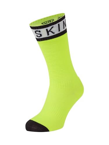 SealSkinz Unisex Waterproof Warm Weather Mid Length with Hydrostop Socken für Erwachsene, Neon Gelb/Schwarz/Weiß, M von SealSkinz