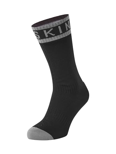 SealSkinz Unisex Waterproof Warm Weather Mid Length with Hydrostop Socken für Erwachsene, schwarz/grau, L von SealSkinz