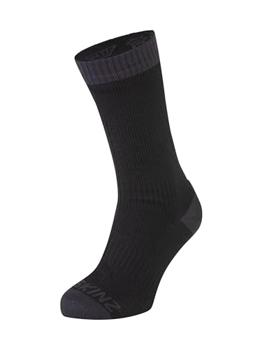 SealSkinz Waterproof Warm Weather Mid Length Sock Unisex Erwachsene, schwarz/grau, L von SealSkinz