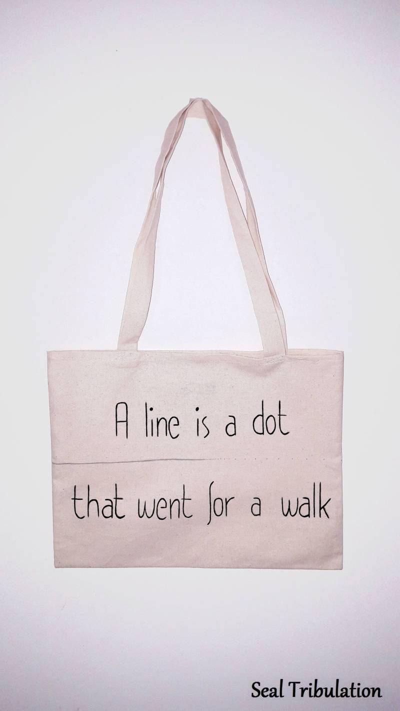 Dottu-Einkaufstasche - Handgenähte Und Handbemalte Baumwolltasche. Eine Linie Ist Ein Punkt, Der Gegangen Dottu-Einkaufstasche - Handgenähte Und Handbemalte Baumwolltasche. Eine Linie Ist Ein Punkt, Der Gegangen von SealTribulation