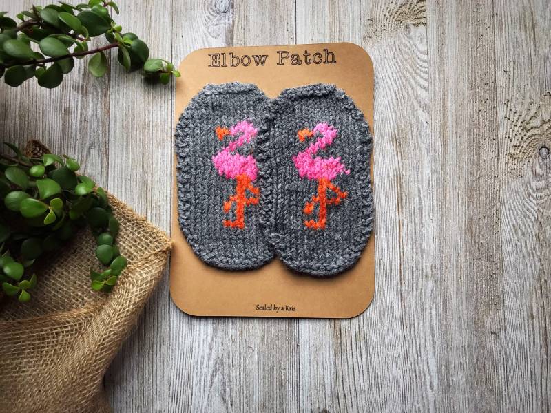 Flamingo Ellenbogen Aufnäher, Aufnäher Handgestrickt, Patches von SealedbyaKris