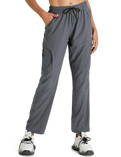 Seamaid Damen-Wanderhose, wasserabweisend, schnelltrocknend, leicht, Cargo-Jogginghose mit Reißverschlusstaschen für Outdoor-Reisen, Stahlgrau, X-Groß von Seamaid