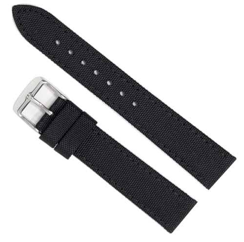 Seamedia Uhrenarmband 20mm aus Nylon Canvas – Schwarz – Ersatzarmband für Herren mit Edelstahl-Dornschließe – robust & atmungsaktiv von Seamedia