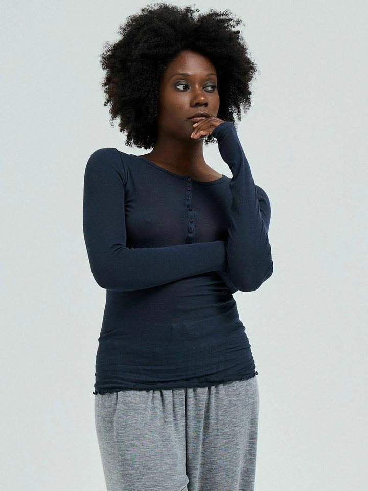 Seamless Basic Langarmhemd Seamless Basic Shirt Cotton Granddad von Seamless Basic
