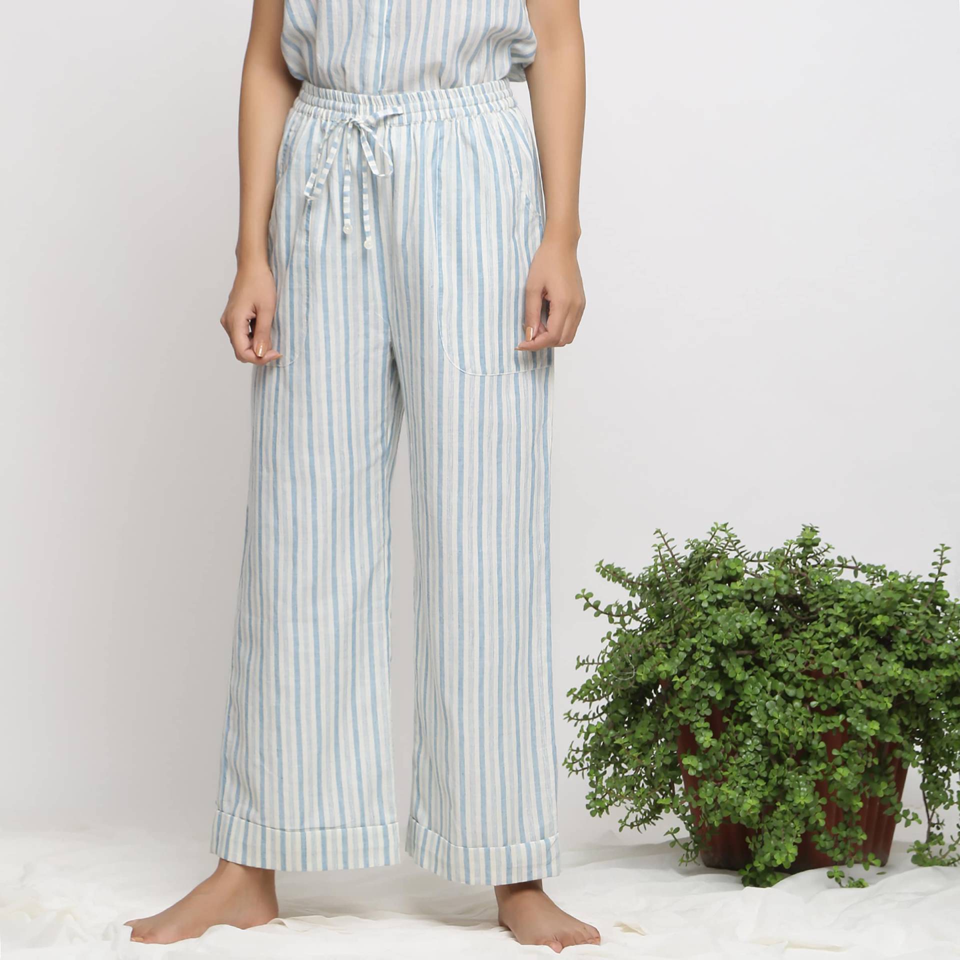 Himmelblaue Hose Aus 100% Baumwolle, Mit Taschen, Streifenhose, Anpassbare Mittlerem Bund, Übergröße, Zierlich, Groß Etsw Himmelblaue Hose Aus 100% Baumwolle, Mit Taschen, Streifenhose, Anpassbare Mittlerem Bund, Übergröße, Zierlich, Groß Etsw von SeamsFriendlyIndia