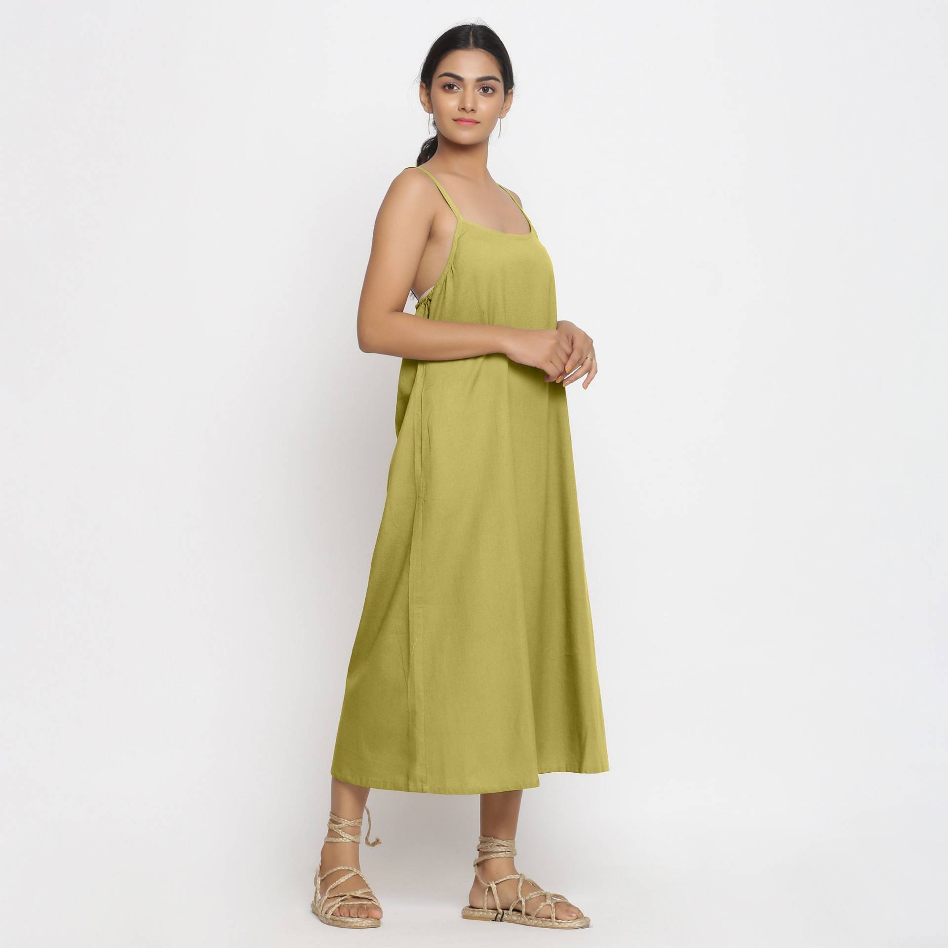 Rosa Baumwolle Flachs A-Line-Kleid, Träger Ärmel Midi-Kleid, Anpassbare Kleid, Slip-Kleid, Kleid Mit Taschen, Plus Size, Petite, Tall Etsw von SeamsFriendlyIndia