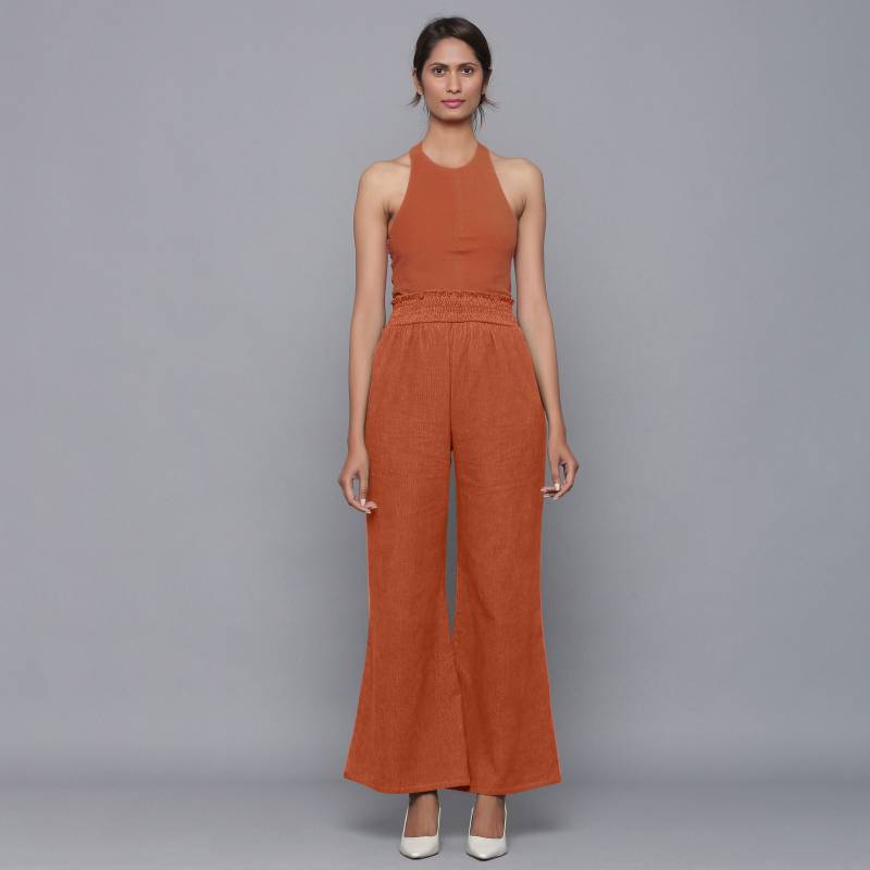 Sunset Rust 100% Baumwolle Cord Hose, Mid-Rise Bootcut Hose Mit Taschen, Relaxed Fit Anpassbare Plus Size, Petite, Tall Etsw von SeamsFriendlyIndia