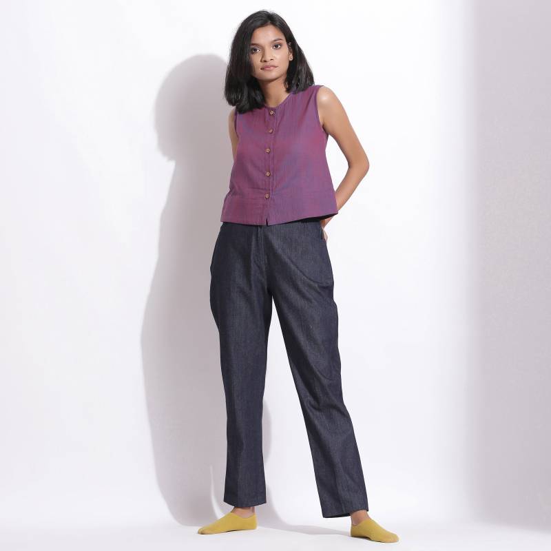 Violettes Hemd Und Indigo Jeans Set, Co-Ord Anpassbares Set von SeamsFriendlyIndia
