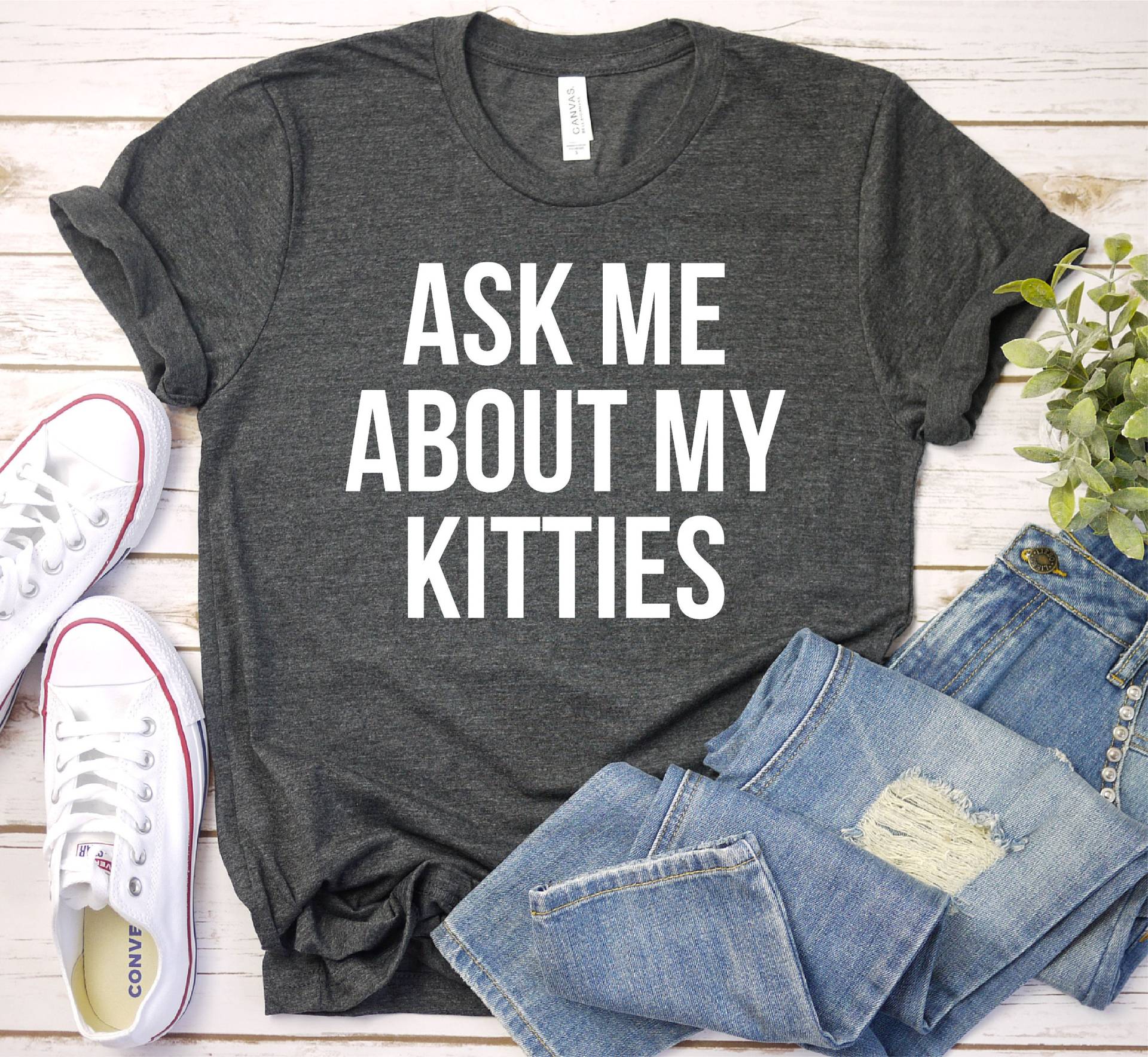 Lustiges Katzen-Zitat-Shirt, Fragen Sie Mich Nach Meinen Kätzchen, Frauen Lustiges Kätzchen-T-Shirt, Katzen-Flip-Shirt, Cool von SeamsToBeShirts