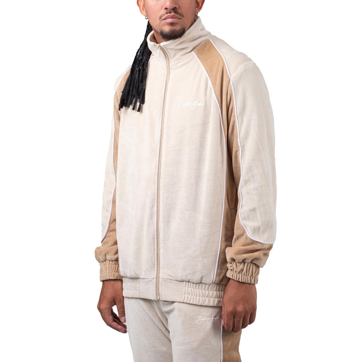 Sean John Script Logo Color Block Velour Trackjacket von Sean John